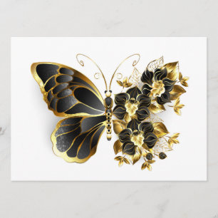 Carte Conseil Gold flower Butterfly with Black Orchid