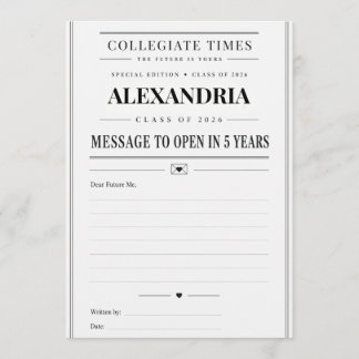 Carte Conseil Graduation Message to Open in 5 Years Advice Card
