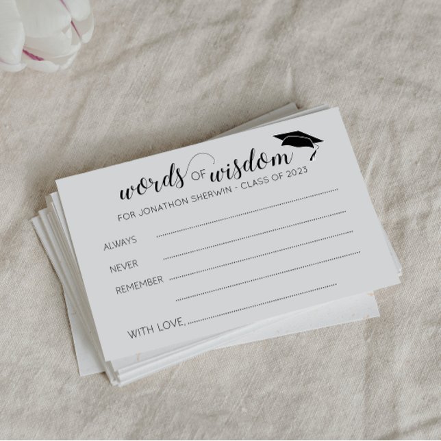 Carte Conseil Graduation Words of Wisdom Conseils pour les diplô (Créateur téléchargé)