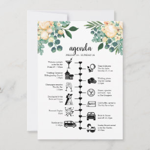 Carte Conseil Heure du week-end du mariage blanc, agenda des inv