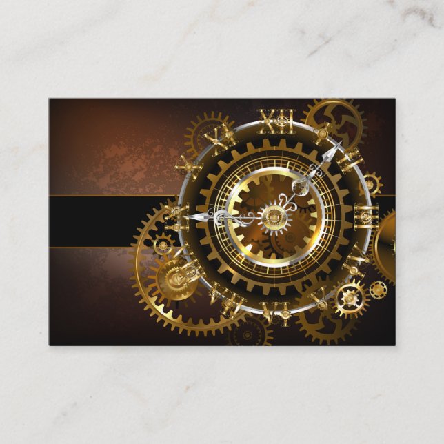 Carte Conseil Horloge Steampunk avec des engrenages anciens (Devant)