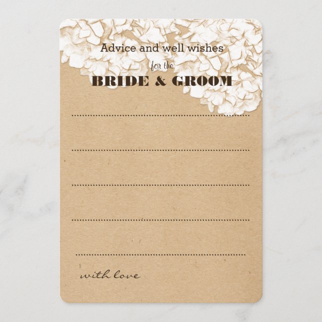 Carte Conseil Hydrangée Rustique Floral Mariage Conseils (Devant)