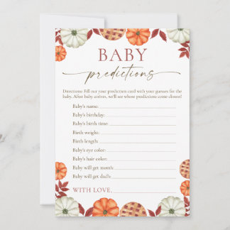 Carte Conseil Jeu de Baby shower de prédictions citrouille Baby