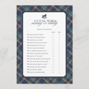 Carte Conseil Jeu de devinette Maman ou Papa pour la Baby Shower