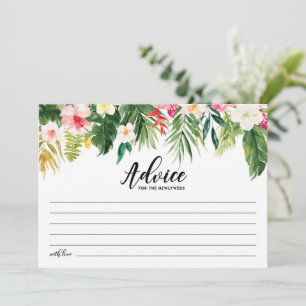 Carte Conseil Jeunes mariés de mariage aux fleurs tropicales à l