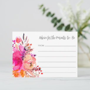 Carte Conseil Jolie Fête de Naissance Moderne Rose Clair Floral