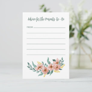 Carte Conseil Jolie Fleur de Sauge Menthe Rose Fête de Naissance