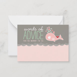 Carte Conseil Jolie Pregnant rose baleine Baby shower Jeu maman