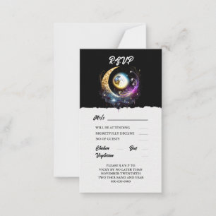 Carte Conseil Magenta noir céleste pleine lune élégant