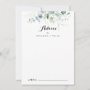 Carte Conseil Mariage de calligraphie florale d'or Eucalyptus ru