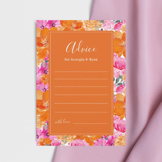 Carte Conseil Mariage de jardin d'été vibrant rose et orange (Créateur téléchargé)
