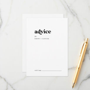 Carte Conseil Mariage de typographie noire moderne