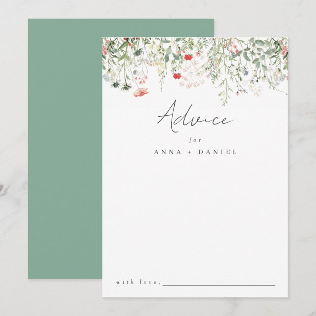 Carte Conseil Mariage fleur sauvage (Devant / Derrière)