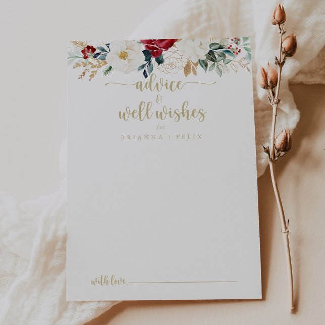 Carte Conseil Mariage Floral Or Classique (Créateur téléchargé)