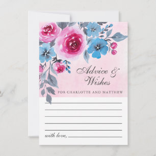Carte Conseil Mariage Floral Rose Et Bleu Moderne