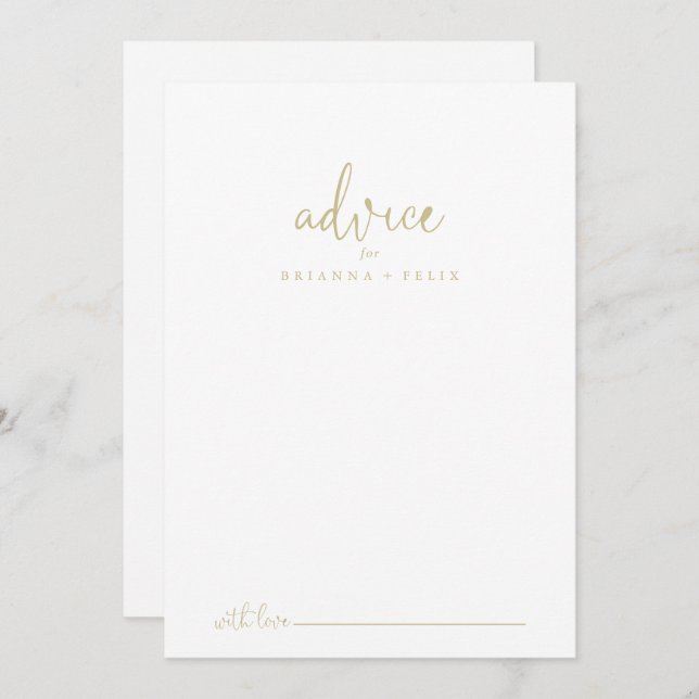 Carte conseil Mariage Gold Love Script (Devant / Derrière)