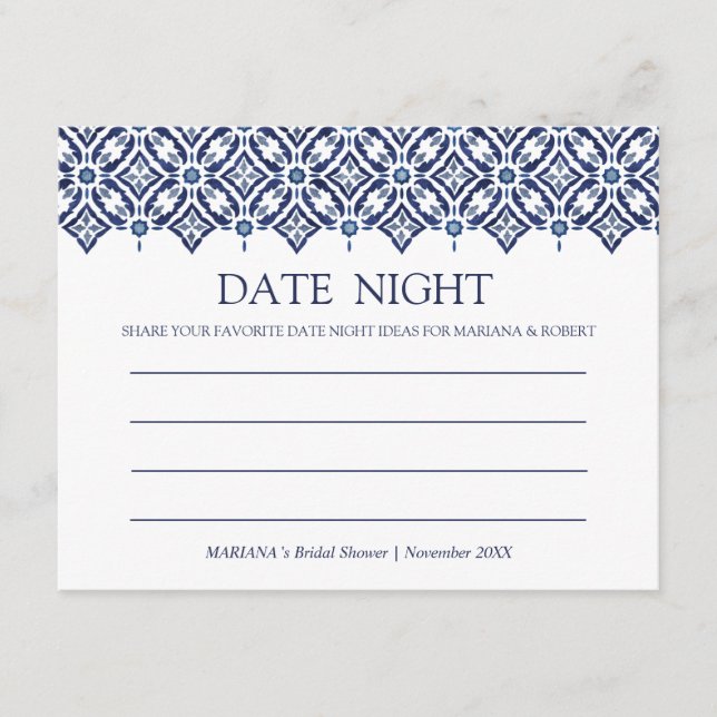 Carte Conseil Marine Azulejo Espagne Carrelage Douche Date Nuit (Devant)