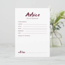 Carte Conseil Maroon Simple Modern Brush Script Graduation