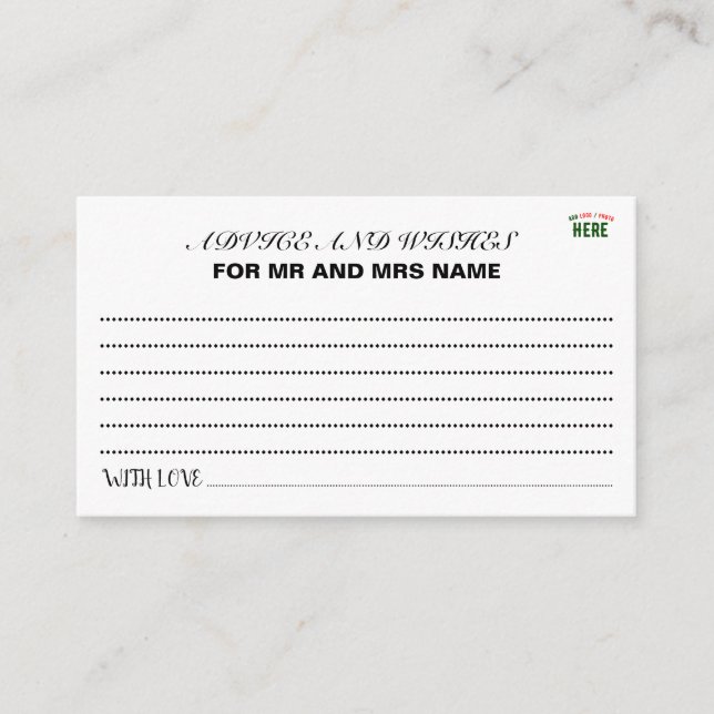 CARTE CONSEIL MARQUE BLANCHE MODERNE ET PERSONNALISABLE VÉRIFIÉE (Devant)