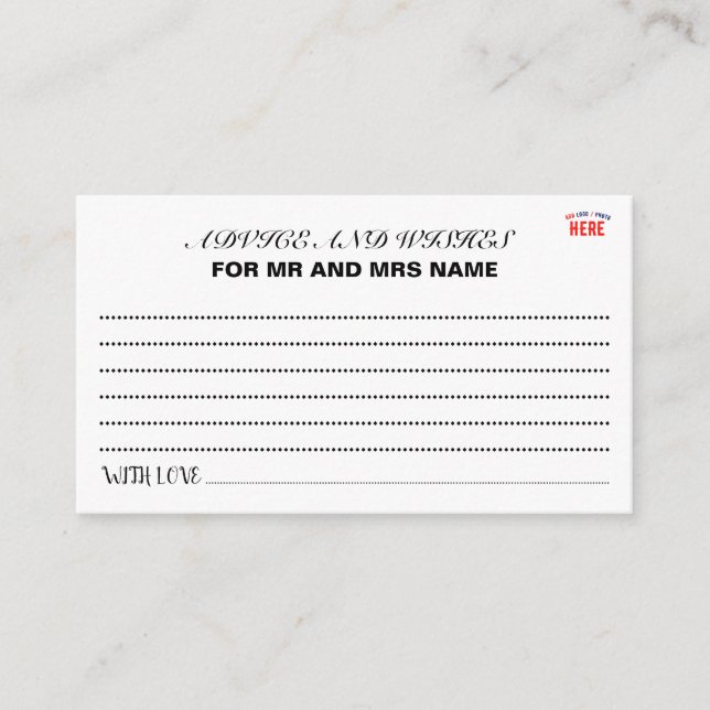 CARTE CONSEIL MARQUE BLANCHE MODERNE ET PERSONNALISABLE VÉRIFIÉE (Devant)