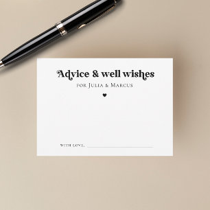 Carte Conseil Minimaliste Rétro Écriture Cœur Vœux Mariage
