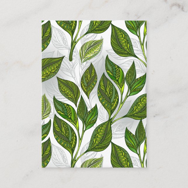 Carte Conseil Motif sans couture avec Feuilles de thé vert (Devant)