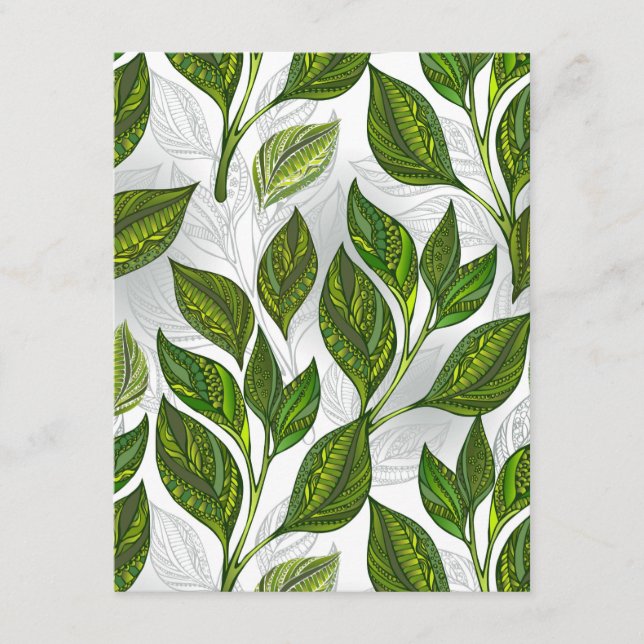 Carte Conseil Motif sans couture avec Feuilles de thé vert (Devant)