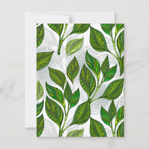 Carte Conseil Motif sans couture avec Feuilles de thé vert