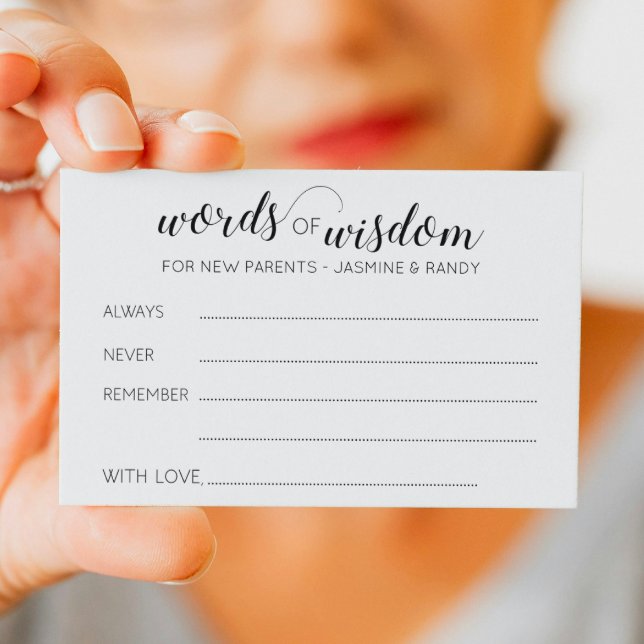 Carte Conseil Mots de sagesse Baby shower de nouveaux parents Co (Créateur téléchargé)