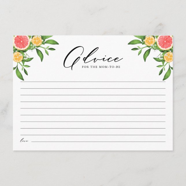 Carte Conseil Oranges et pamplemousses Conseils pour la nouvelle (Devant)
