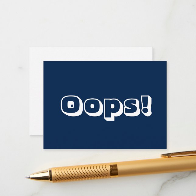 Carte Conseil Oups, Oups ! Désolé bleu marine blanc moderne cart (Devant/Arrière en situation)