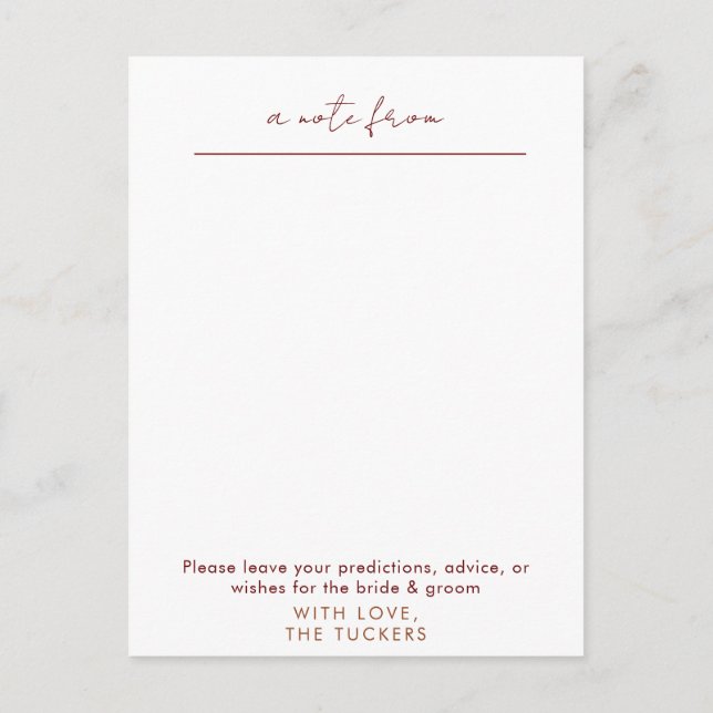 Carte Conseil Our Wedding Time Capsule (Dos)