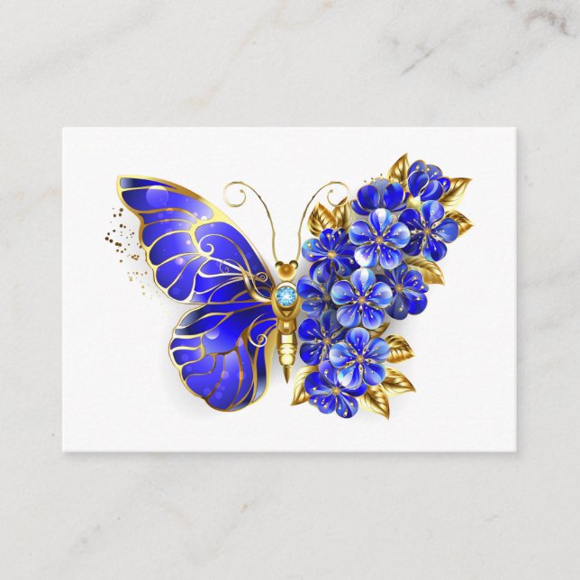 Carte Conseil Papillon saphir à fleurs (Devant)