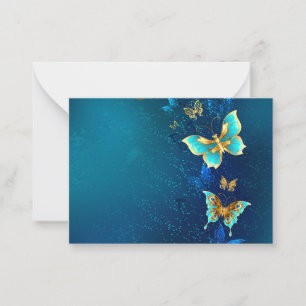 Carte Conseil Papillons d'or sur un Arrière - plan bleu