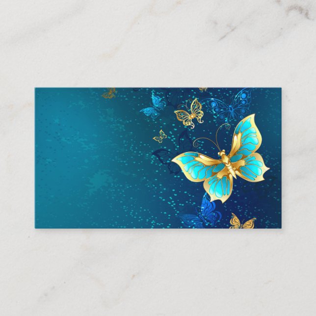 Carte Conseil Papillons d'or sur un Arrière - plan bleu (Devant)