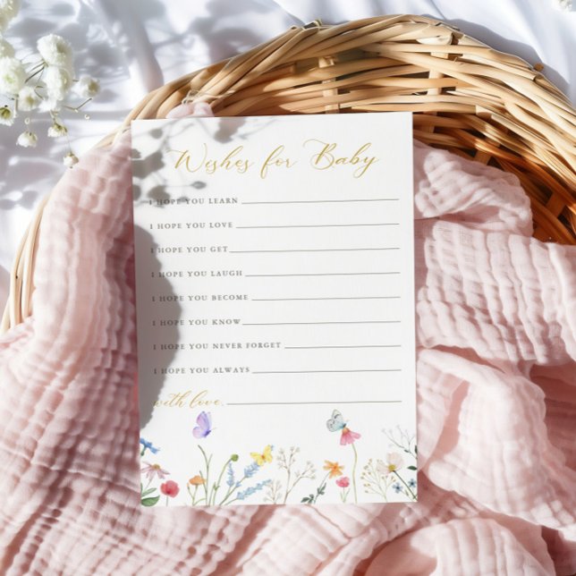 Carte Conseil Papillons enchantés Souhaits floraux pour bébé (Créateur téléchargé)