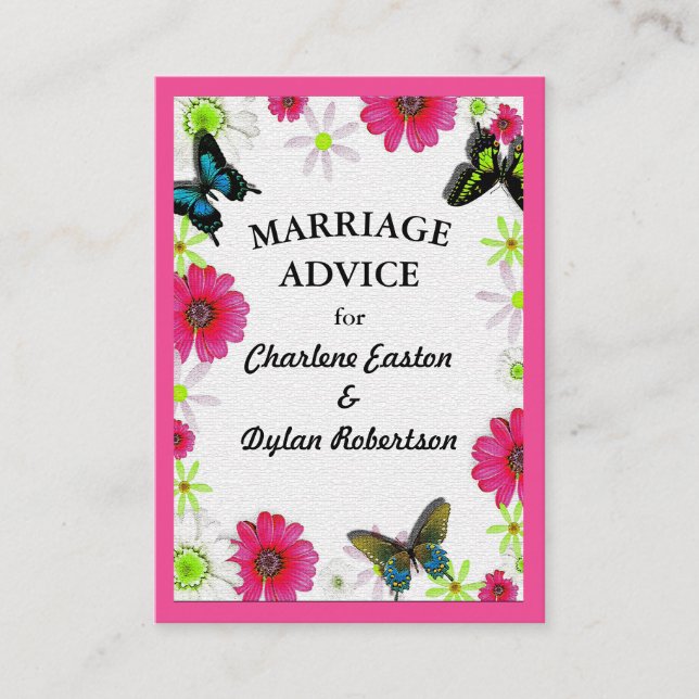 Carte Conseil Papillons & Fleurs en Mosaïque Conseils de mariage (Devant)