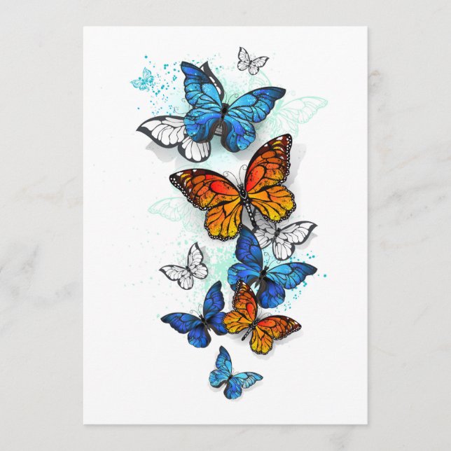 Carte Conseil Papillons volants Morpho et Monarch (Devant)