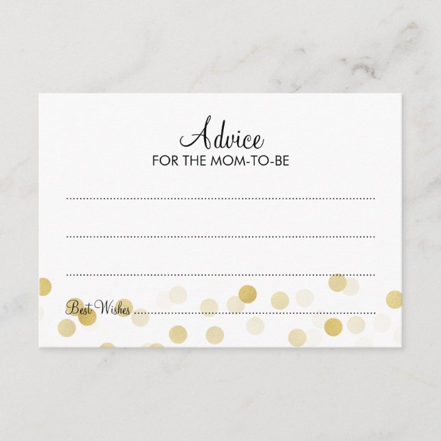 Carte Conseil Parties scintillant Gold Foil Baby shower (Devant)