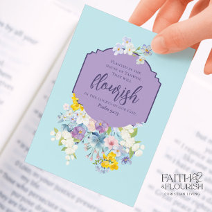 Carte Conseil Pastel Floral Bouquet Signet Écriture Bible