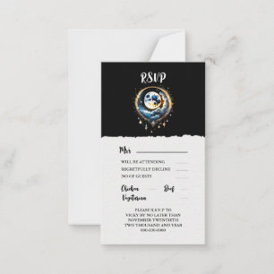 Carte Conseil Pleine lune étoile céleste nuit élégante rsvp