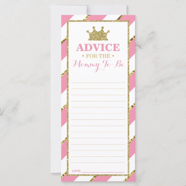 Carte conseil pour Maman-To-Be, Baby shower, Faux  (Devant)