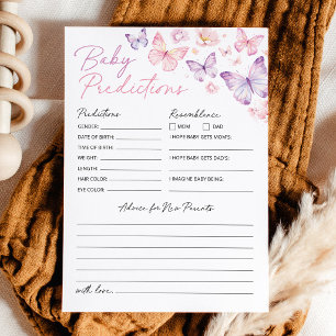 Carte Conseil Prédictions de bébé pour la baby shower Papillon e