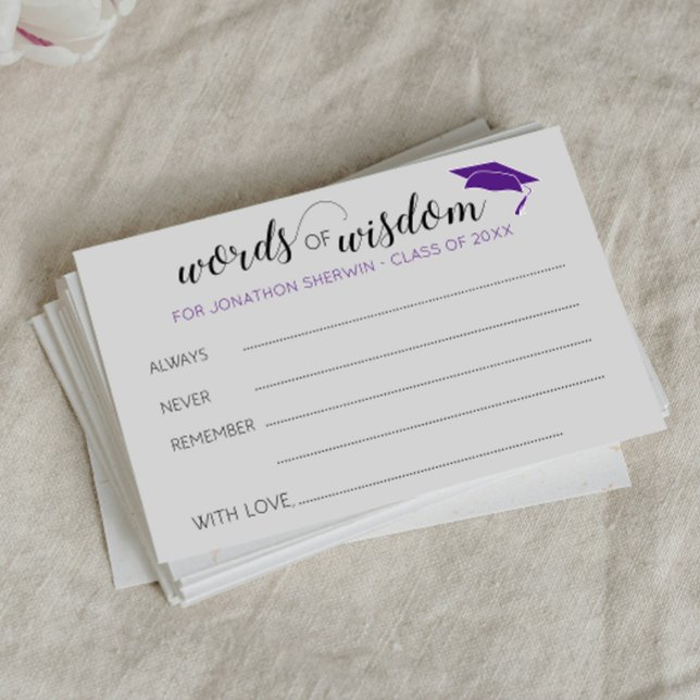 Carte Conseil Purple Graduation Mots de sagesse pour les diplômé (Créateur téléchargé)
