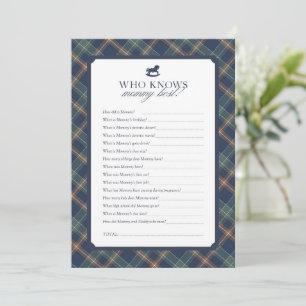 Carte Conseil Qui connaît le mieux maman Jeu de baby shower Plai