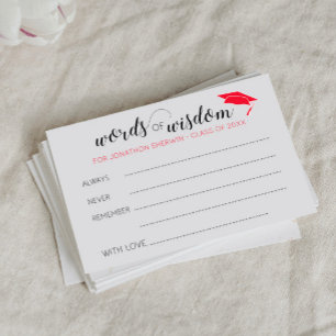 Carte Conseil Red Graduation Words of Wisdom Conseils pour les d