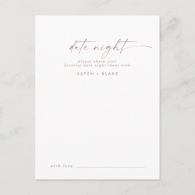 Carte Conseil Rose moderne Gold Script Date Nuit Idée (Devant)