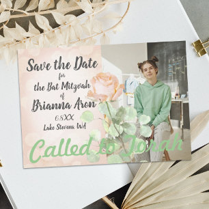 Carte Conseil Rose vintage de Bat mitzvah de la pêche de la dust