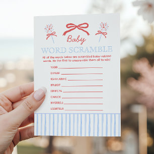 Carte Conseil Rouge Blanc et Bébé à Venir Jeu de Mots Mêlés Baby