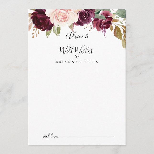 Carte Conseil Rustique Floral Botanique Floral Mariages (Devant)